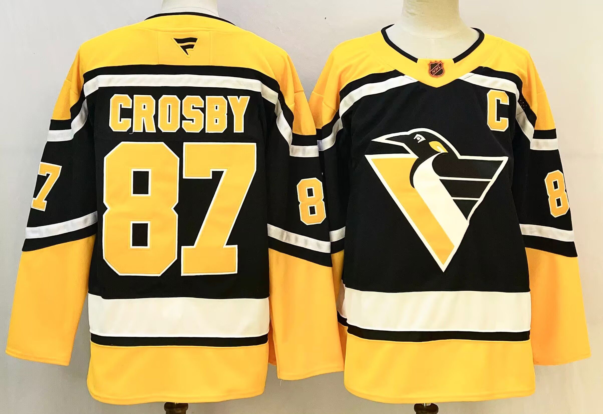 Men Pittsburgh Penguins #87 Crosby Yellow black 2026 Adidias NHL Jersey style 001